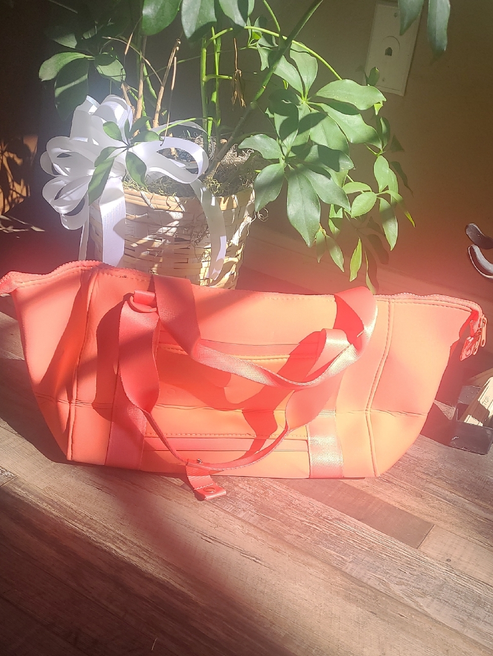 NWOT Orange/Coral Travel Tote Bag